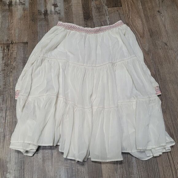 FREE PEOPLE FLORAL EMBROIDERED 3/4 SLEEVE BLOUSE SHIRT White WOMEN'S SIZE Small - Picture 5 of 8